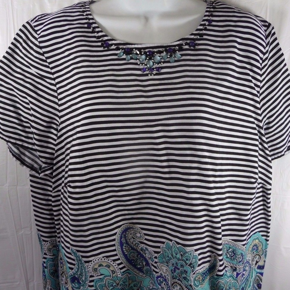 Alfred Dunner Blouse Shirt 18W Black White